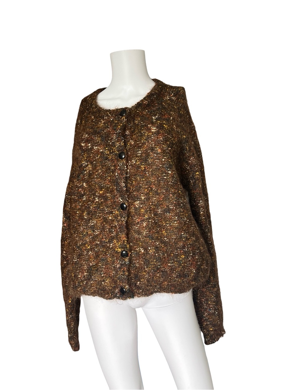 Vintage Paul Et Duffier Mohair Sweater Brown Marled Knit Womens Size Large